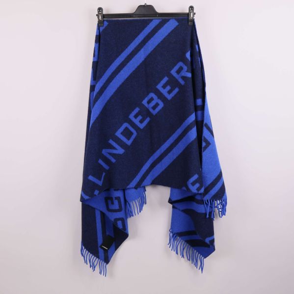 Utfälld blå halsduk med J.Lindeberg-tryck