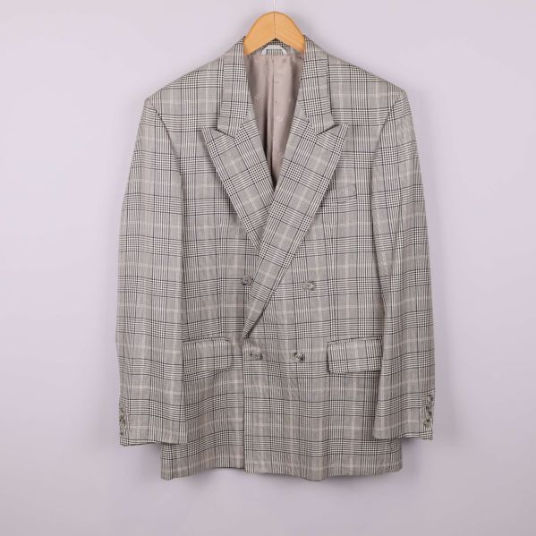 Rutigt dubbelknäppt kavaj 