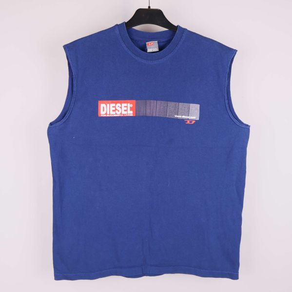 Blå ärmlös topp med Diesel-logga framtill