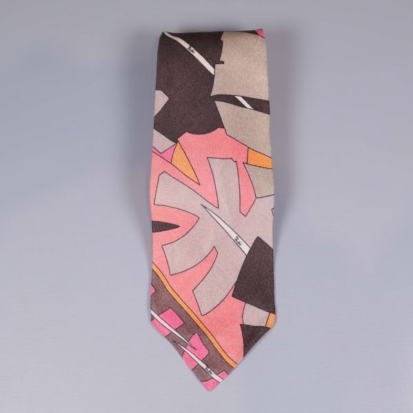 Slips med geometriskt grafiskt mönster i rosa och brunt