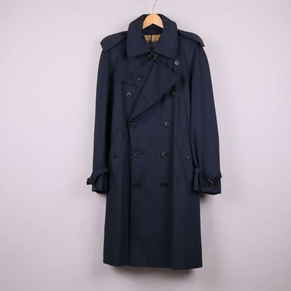 Mörkblå dubbelknäppt trenchcoat 