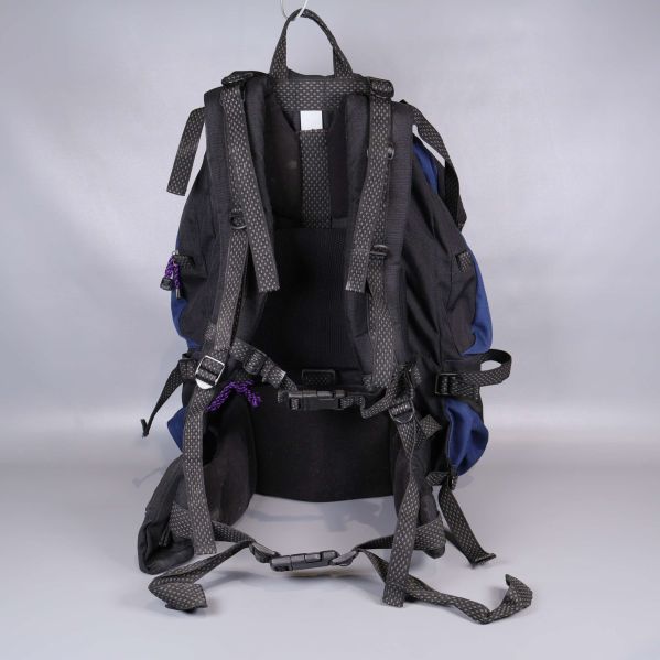 Baksidan av ryggsäcken med vadderade axelband och höftbälte