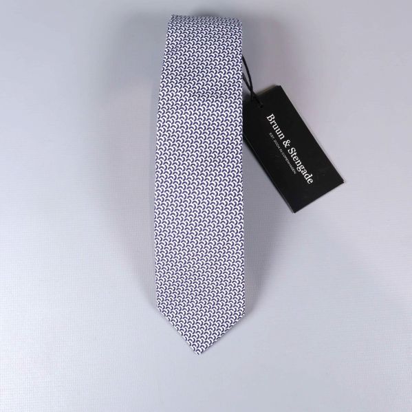 Framsida på blåvitt mönstrad slips