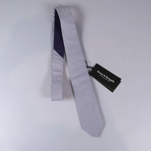 Blåvitt mönstrad slips liggande platt