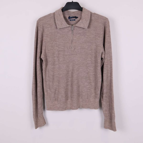 Beige tröja med dragkedja fram och krage