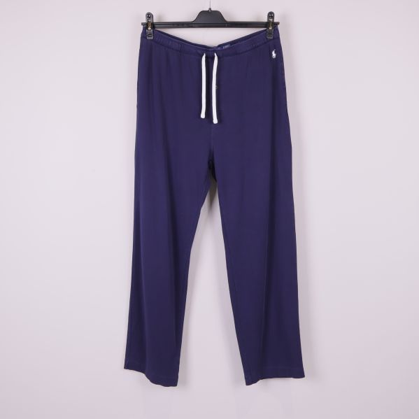 Mörkblå pyjamasbyxor med vit dragsko framtill