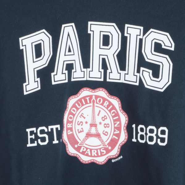 Närbild av Paris-text och grafisk detalj