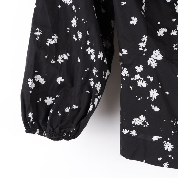Blusärm med elastisk manschett och blommönster