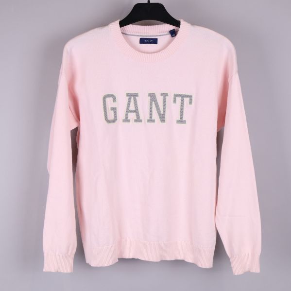 Rosa tröja med grå logotyp fram
