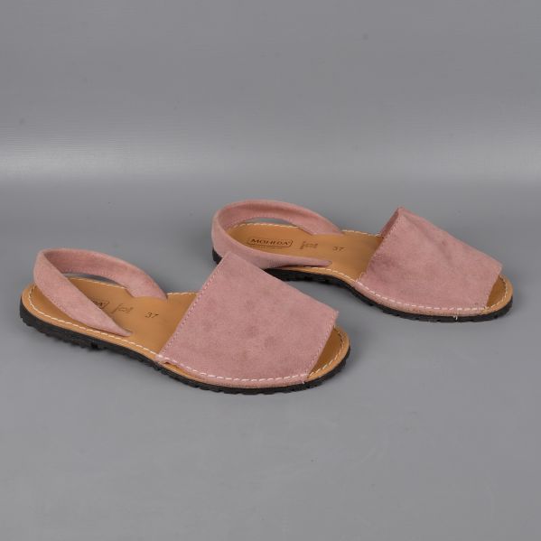 Back view of pink sandals showing heel strap