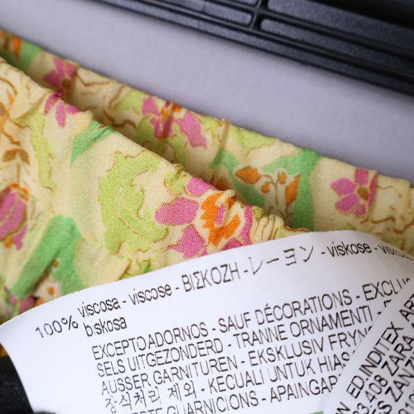 Materialinformation på etikett, 100% viskos