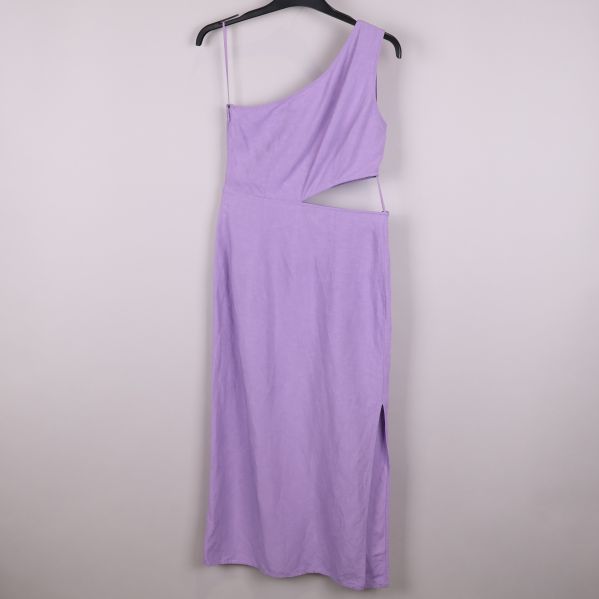 Lila one-shoulder klänning med slits