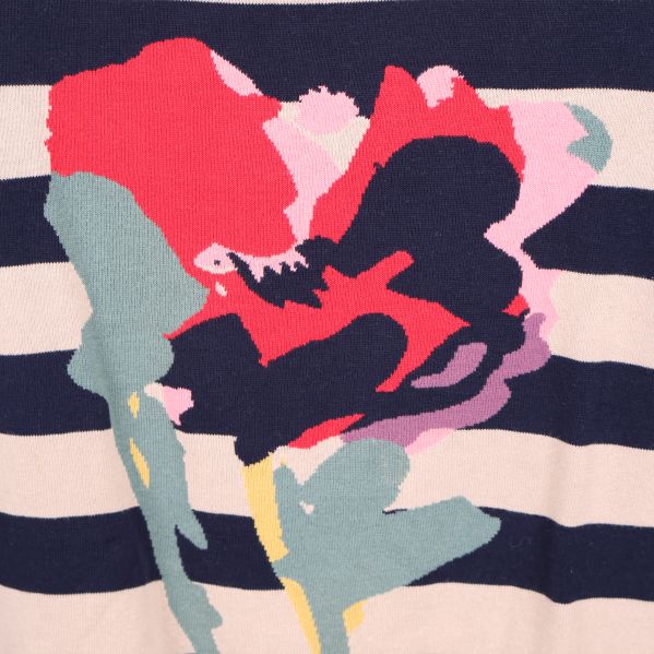 Närbild av blommigt tryck på tröja