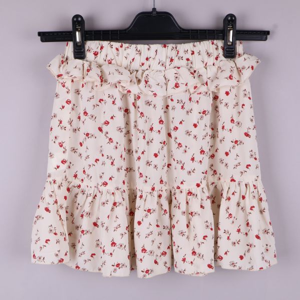 Kjol med elastisk midja och volanger