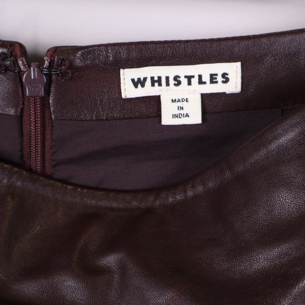 Mörkbrun läderkjol med Whistles-märke och dragkedja