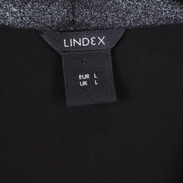 Etikett med märke Lindex och storlek L