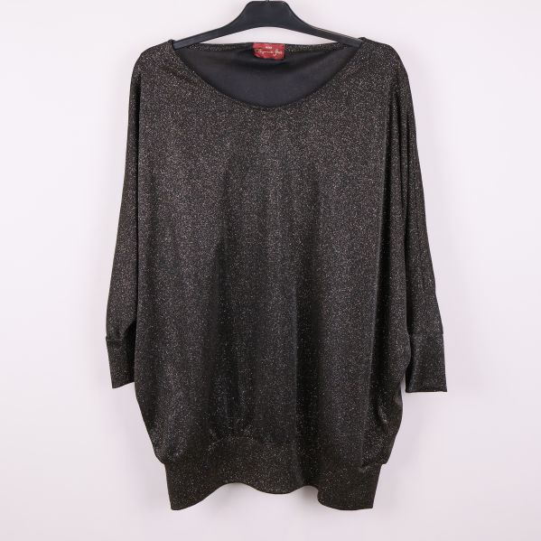 Framsidan av svart guldig glittrande butterfly topp