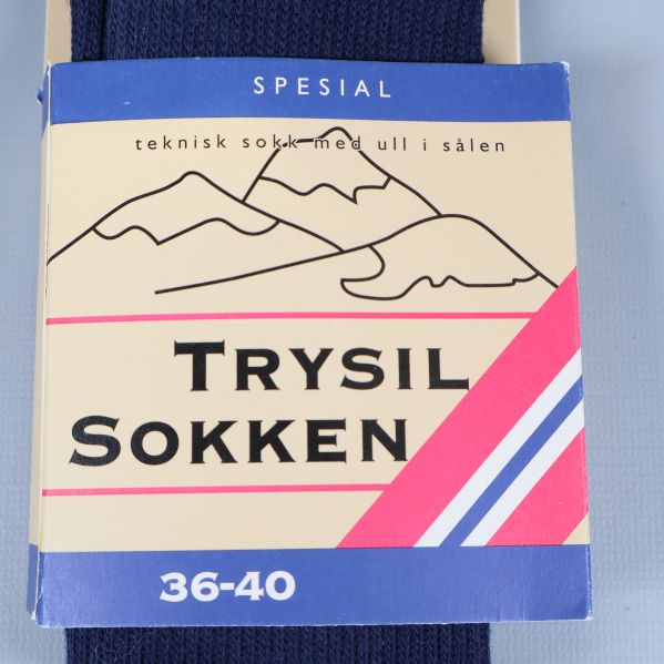 Närbild på Trysil Sokken-förpackning och storlekstext