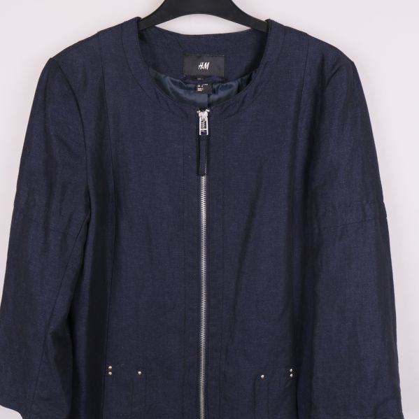 Närbild på jackans ovandel och dragkedja