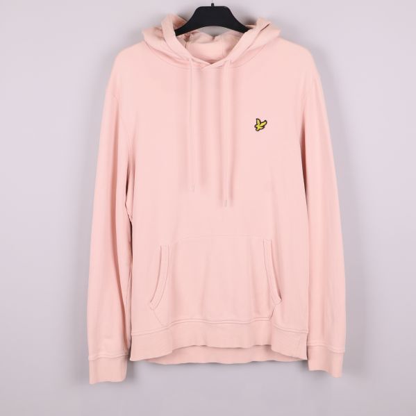 Ljusrosa hoodie med broderad logotyp framtill