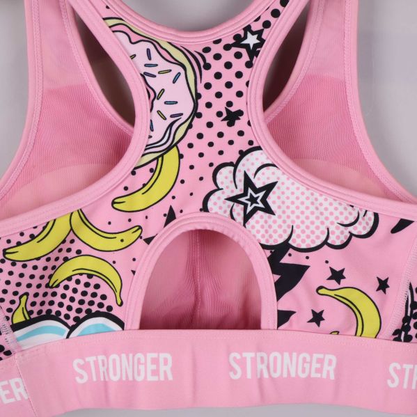 Baksida sport-bh med donut och bananer motiv