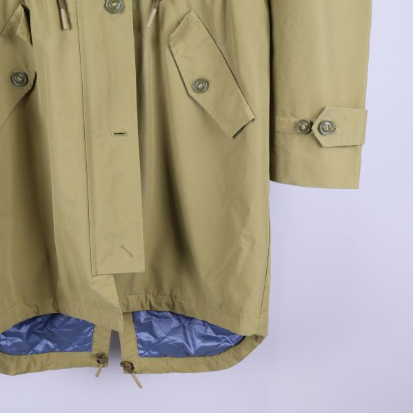 Närbild på parkasens nederdel och knäppning