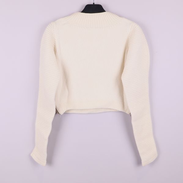 Krämvit ribbstickad tröja i relaxed fit på galge