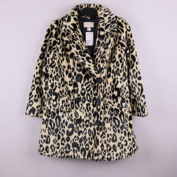 Leopardmönstrad kappa med dubbelknäppning framifrån