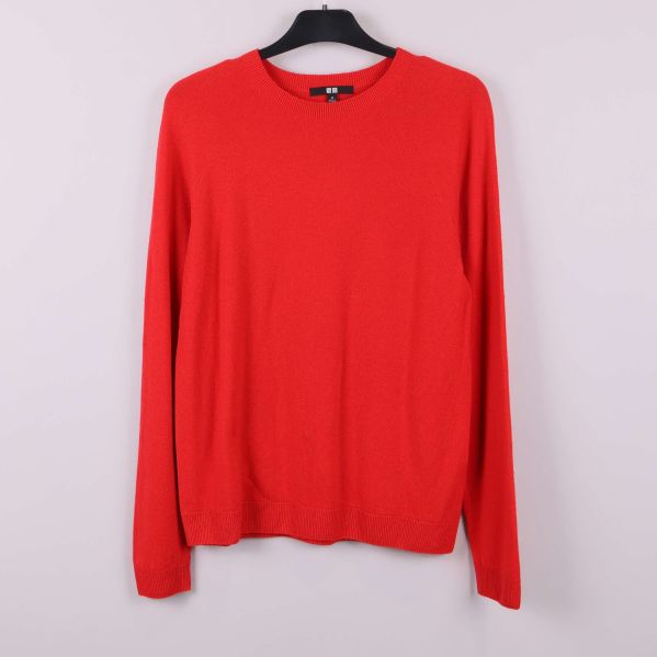 Röd kashmirtröja med rund hals 