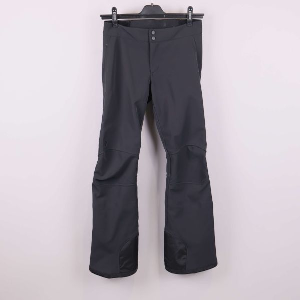 Framsida av mörkgrå softshellbyxa med raka ben