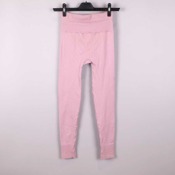 Baksida ribbade leggings ljusrosa