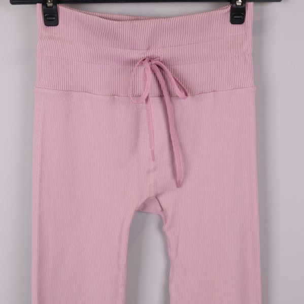 Ribbade leggings med knytband i midjan