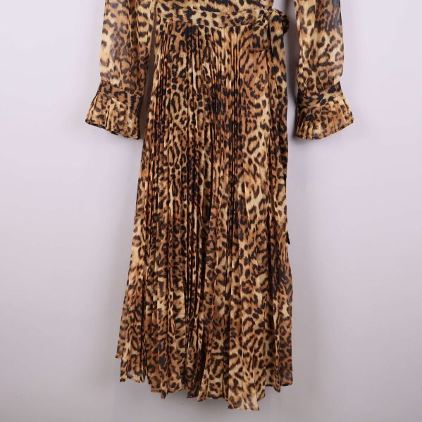 Plisserad nederdel med leopardmönster