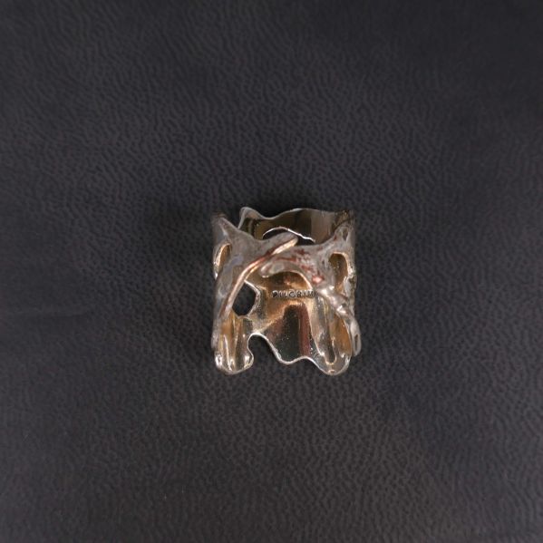 Framsidan av ringen med djupa mönster och speglingar