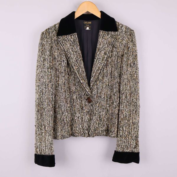 Celine-kavaj med sammetsdetaljer