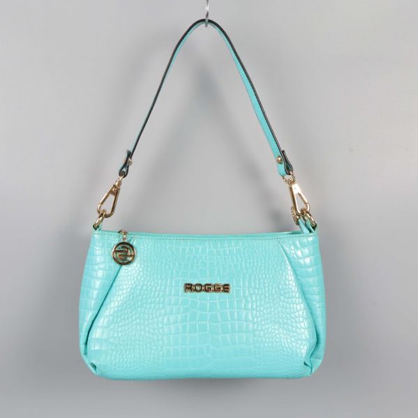 Turkos krokodilmönstrad väska