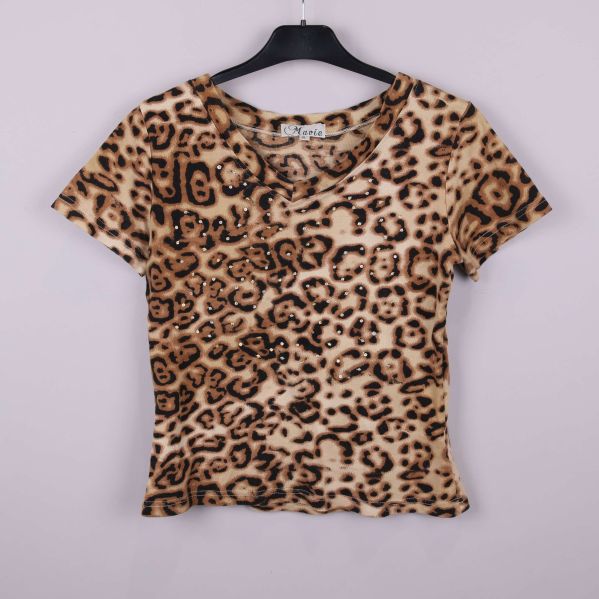 Leopardmönstrad topp med glitterdetaljer på galge