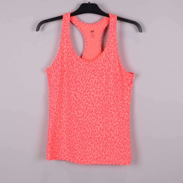 Träningslinne med korallfärgat djurmönster framifrån