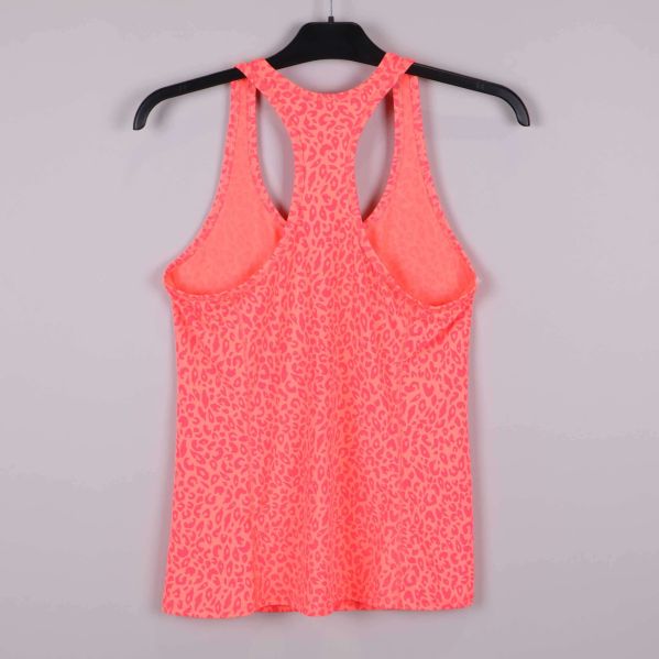 Träningslinne med korallfärgat djurmönster bakifrån