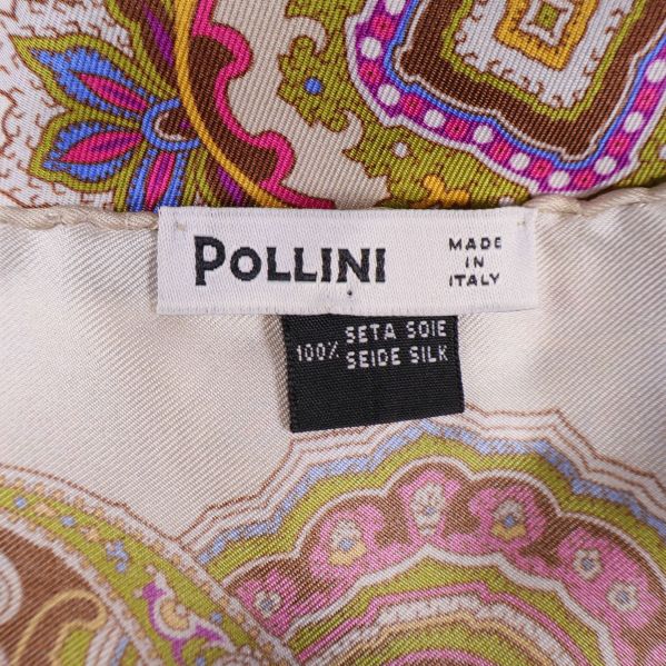 Närbild på Pollini-etikett och materialinformation