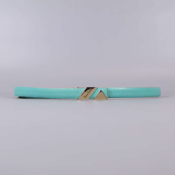 Tunt turkost bälte med guldspänne
