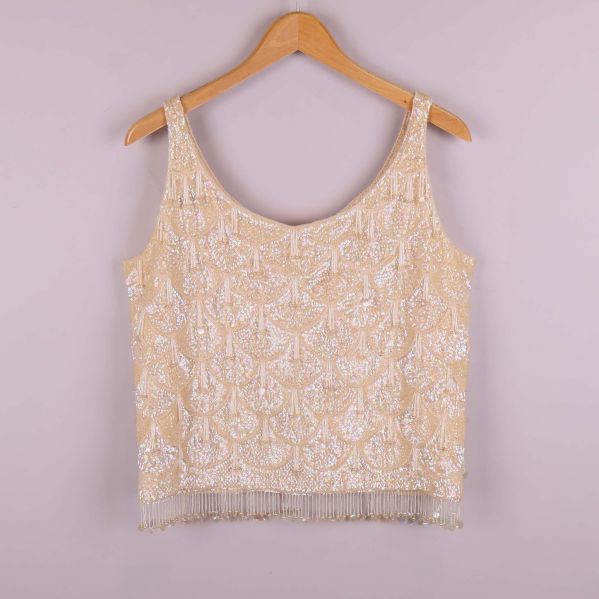 Paljettlinne med fransar 