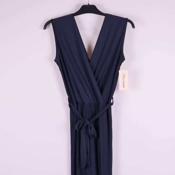 Övre del av omlottjumpsuit med knytskärp och plissering