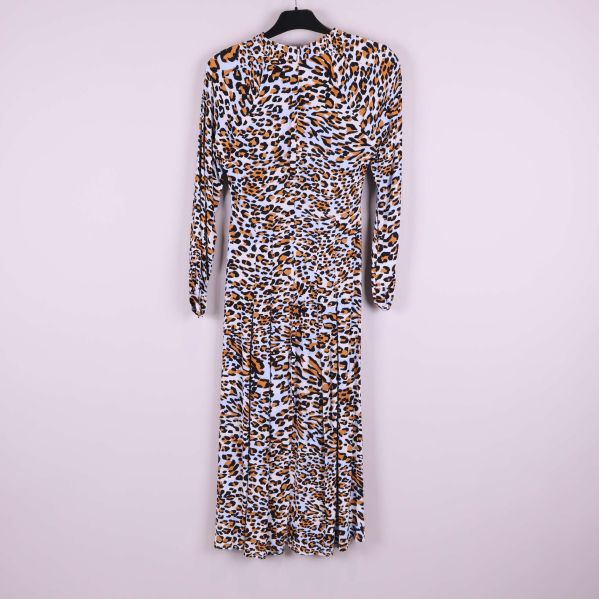 Hängande leopardmönstrad klänning med lång ärm