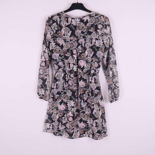 Blommig klänning med V-ringning, baksida