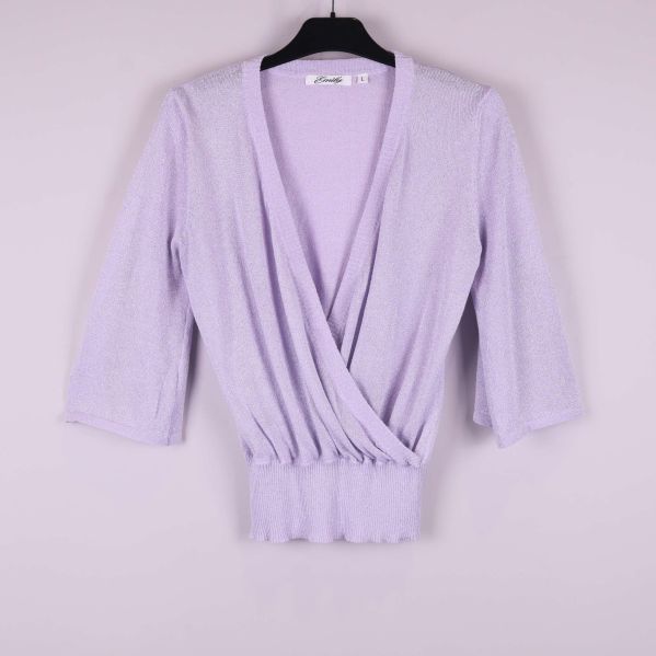 Hängande ljuslila omlottopp med 3/4-ärm