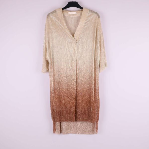 Topp i beige och brun ombre med glittrig finish