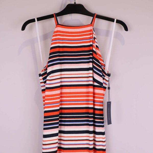 Övre delen av randig klänning med axelband