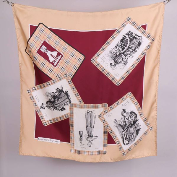 Stor fyrkantig scarf med rutiga och grafiska motiv