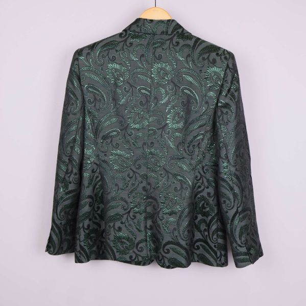Mönstrad grön blazer med metallic , bakifrån